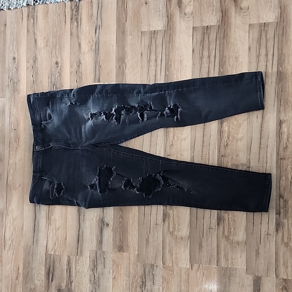 American Eagle Outfitters Black Distressed Jeggings
